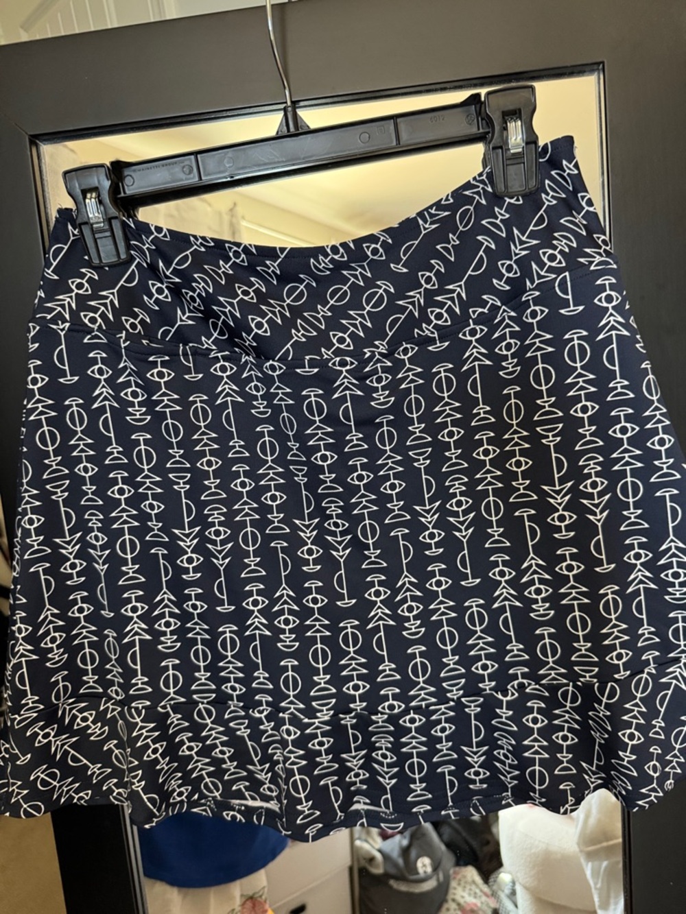 Navy Patterned Golftini A-Line Skirt with whimsy hem- Women's size M